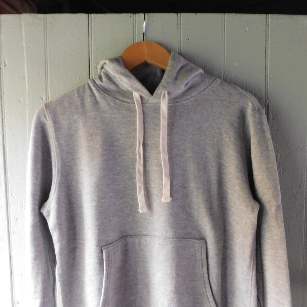 Basic Grey Drawstring Hoodie Sweatshirt - image 3
